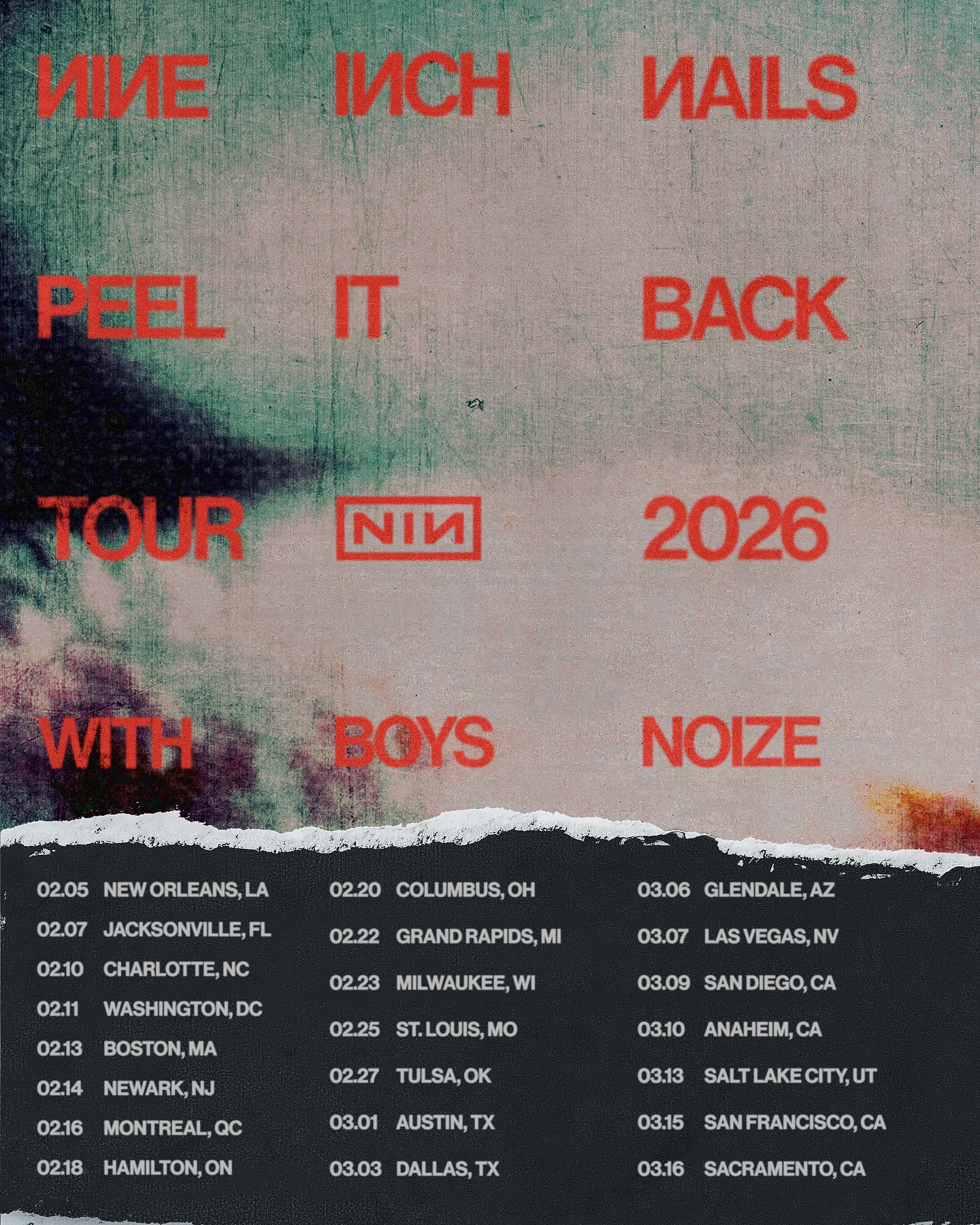 Nine Inch Nails Peel It Back Tour Poster 2026
